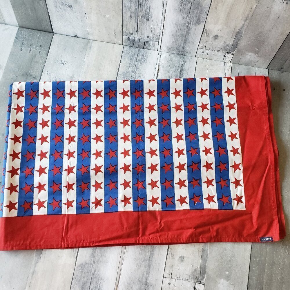 Old Navy Square Stars and Stipes 54" Tablecloth Red White Blue Patriotic